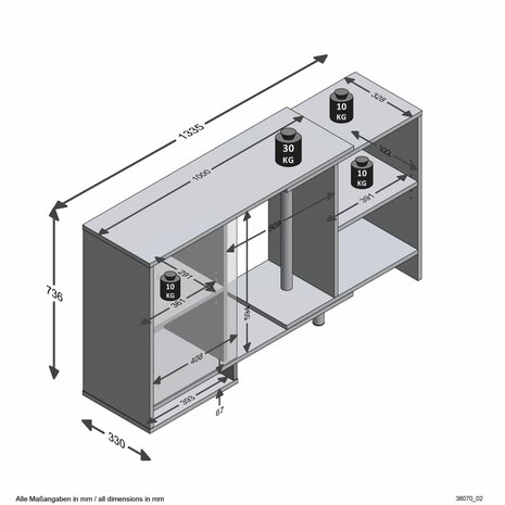 FMD Hoekkast modulair met open schap wit 4