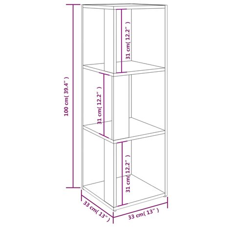 Hoekkast 33x33x100 cm bewerkt hout wit 8