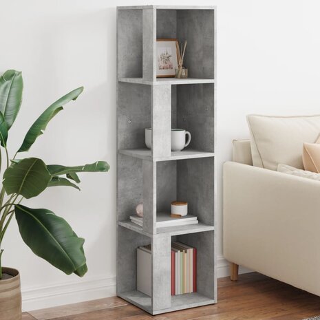 Hoekkast 33x33x132 cm bewerkt hout betongrijs 1