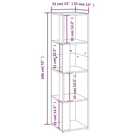 Hoekkast 33x33x132 cm bewerkt hout gerookt eikenkleurig 8