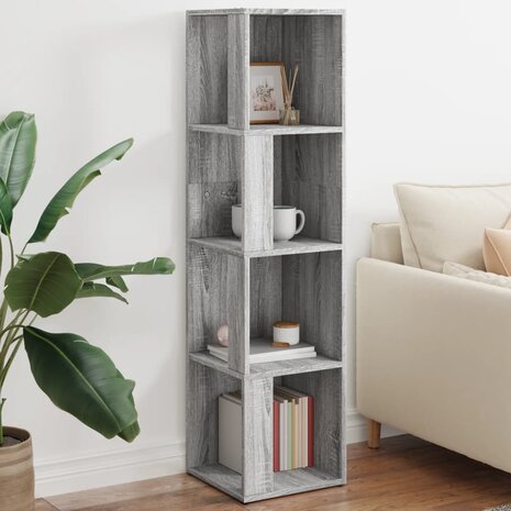 Hoekkast 33x33x132 cm bewerkt hout grijs sonoma eikenkleurig 1
