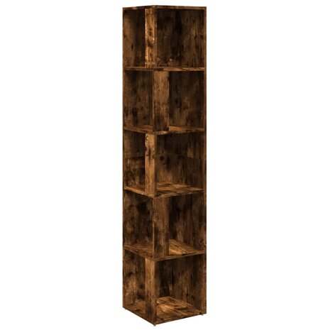 Hoekkast 33x33x164,5 cm bewerkt hout gerookt eikenkleurig 2