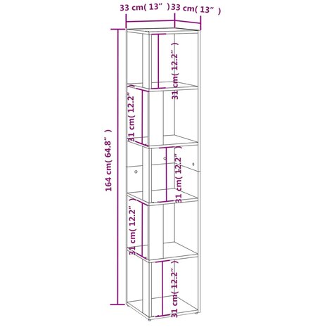 Hoekkast 33x33x164,5 cm bewerkt hout grijs sonoma eikenkleurig 8