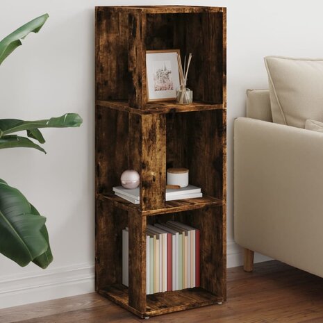 Hoekkast 33x33x100 cm bewerkt hout gerookt eikenkleurig 1