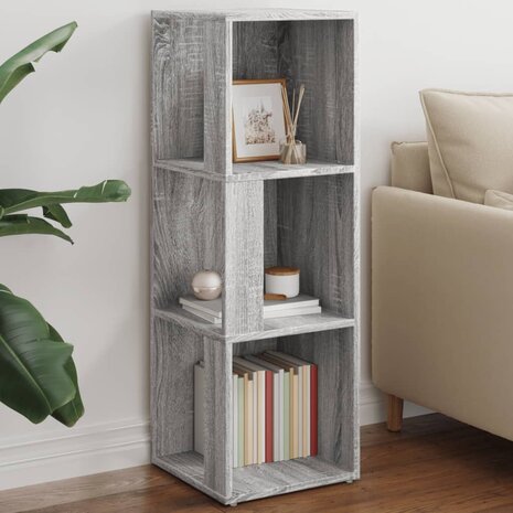 Hoekkast 33x33x100 cm bewerkt hout grijs sonoma eikenkleurig 1
