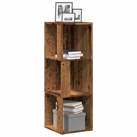 Hoekkast 33x33x100 cm bewerkt hout oud houtkleurig 1