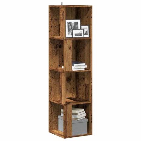 Hoekkast 33x33x132 cm bewerkt hout oud houtkleurig 1