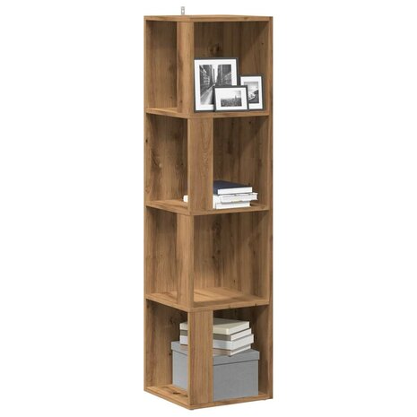 Hoekkast 33x33x132 cm bewerkt hout artisanaal eikenkleur 1