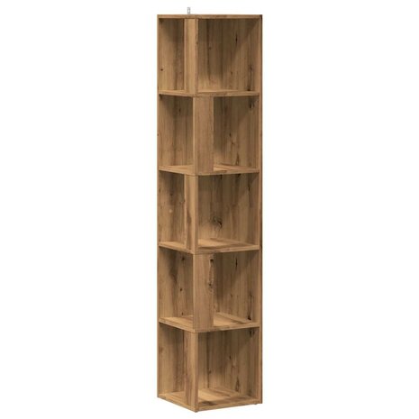 Hoekkast 33x33x165 cm bewerkt hout artisanaal eikenkleur 2