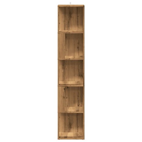 Hoekkast 33x33x165 cm bewerkt hout artisanaal eikenkleur 4