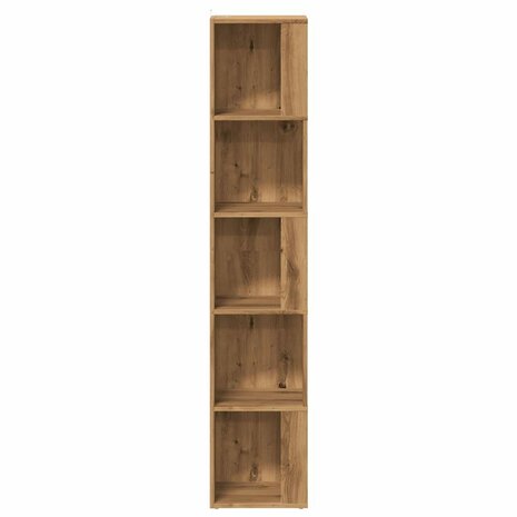 Hoekkast 33x33x165 cm bewerkt hout artisanaal eikenkleur 5