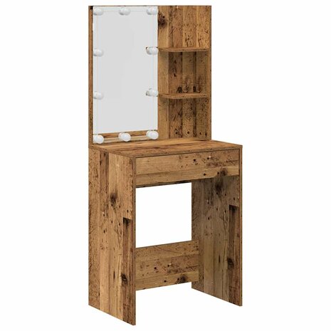 Kaptafelset met LED-verlichting bewerkt hout oud houtkleurig 5