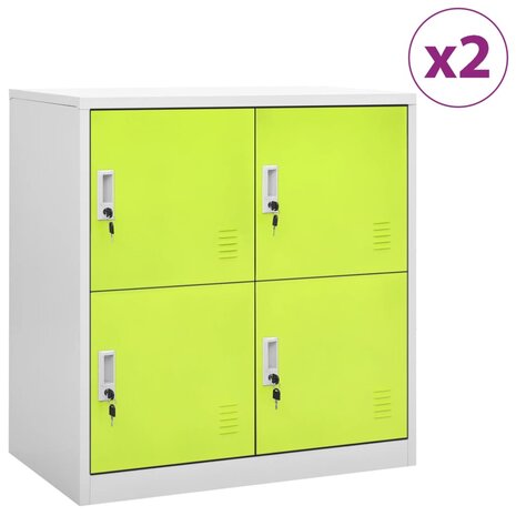 Lockerkasten 2 st 90x45x92,5 cm staal lichtgrijs en groen 1