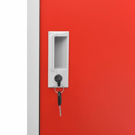 Lockerkast 90x45x92,5 cm staal lichtgrijs en rood 6