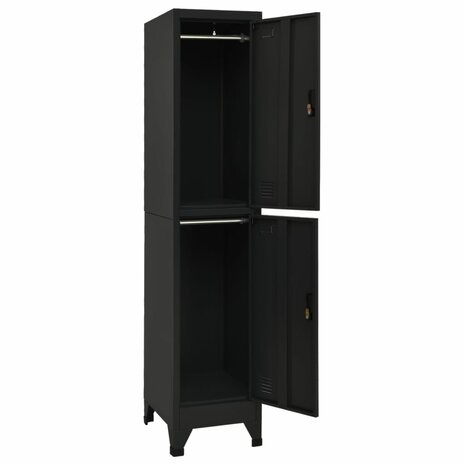 Lockerkast 38x45x180 cm staal zwart 3