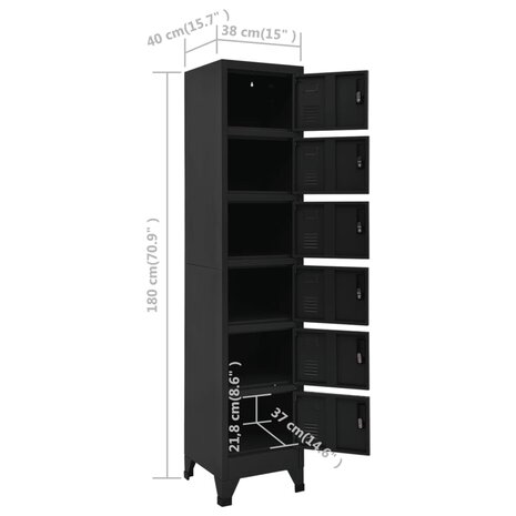 Lockerkast 38x40x180 cm staal zwart 8