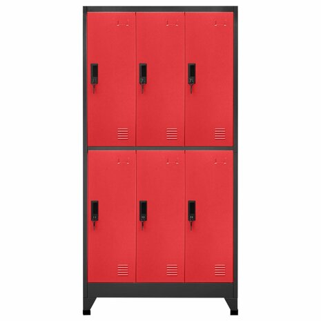 Lockerkast 90x45x180 cm staal antracietkleurig en rood 2