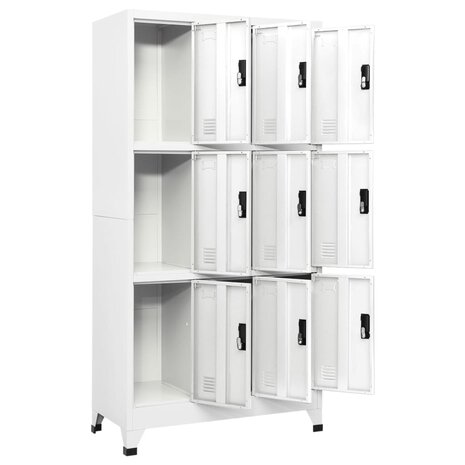 Lockerkast 90x45x180 cm staal wit 3