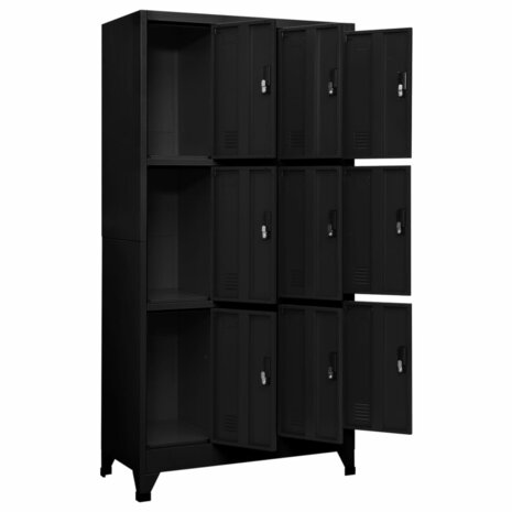 Lockerkast 90x45x180 cm staal zwart 3