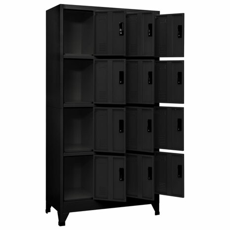 Lockerkast 90x45x180 cm staal zwart 3