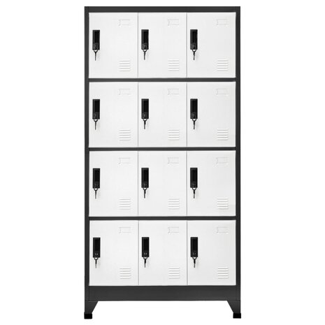 Lockerkast 90x45x180 cm staal antracietkleurig en wit 2