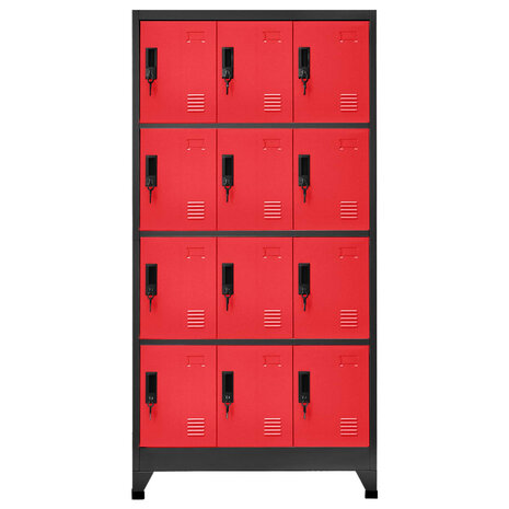Lockerkast 90x45x180 cm staal antracietkleurig en rood 2