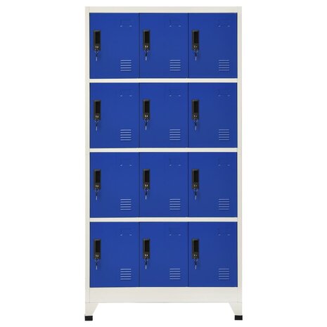 Lockerkast 90x45x180 cm staal grijs en blauw 2