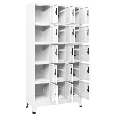 Lockerkast 90x40x180 cm staal wit 3