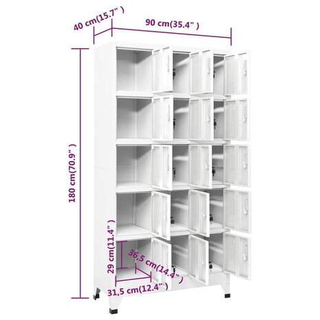 Lockerkast 90x40x180 cm staal lichtgrijs 8