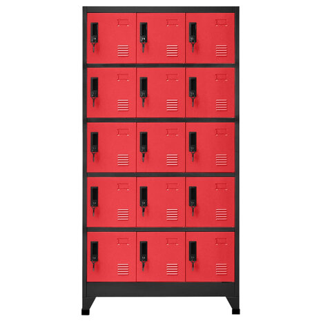 Lockerkast 90x40x180 cm staal antracietkleurig en rood 2
