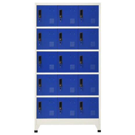 Lockerkast 90x40x180 cm staal grijs en blauw 2