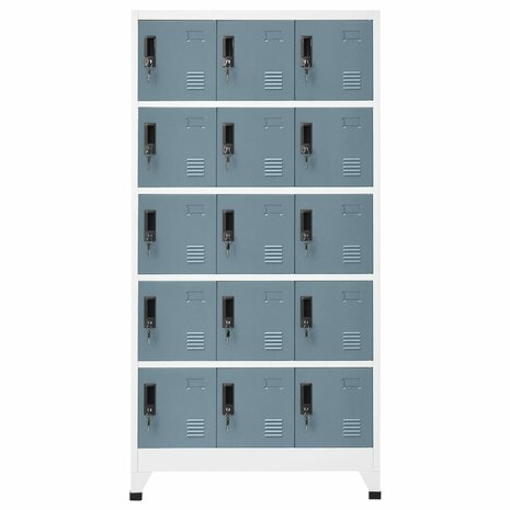 Lockerkast 90x40x180 cm staal lichtgrijs en donkergrijs 2