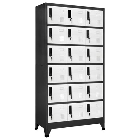 Lockerkast 90x40x180 cm staal antracietkleurig en wit 1
