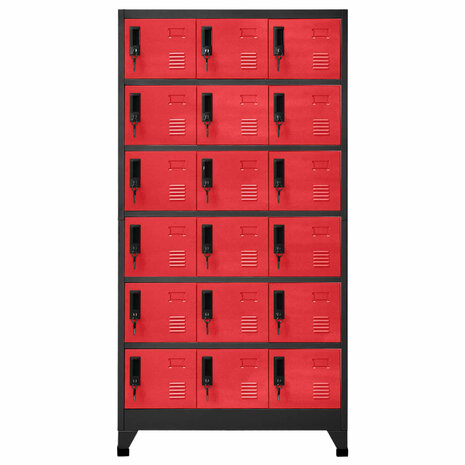 Lockerkast 90x40x180 cm staal antracietkleurig en rood 2