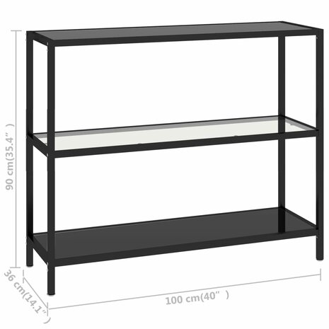 Schap 100x36x90 cm gehard glas transparant en zwart 7