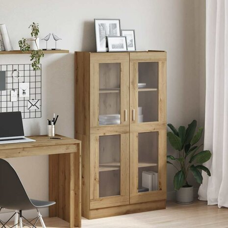 Hoge kast 82,5x30,5x150 cm bewerkt hout artisanaal eikenkleur 3