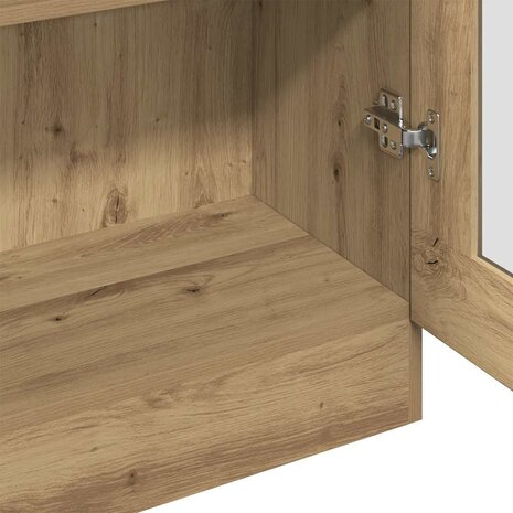 Hoge kast 82,5x30,5x150 cm bewerkt hout artisanaal eikenkleur 8