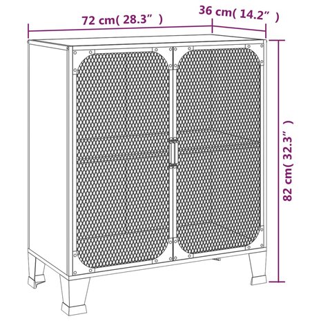 Opbergkast 72x36x82 cm metaal en MDF rustiek bruin 9