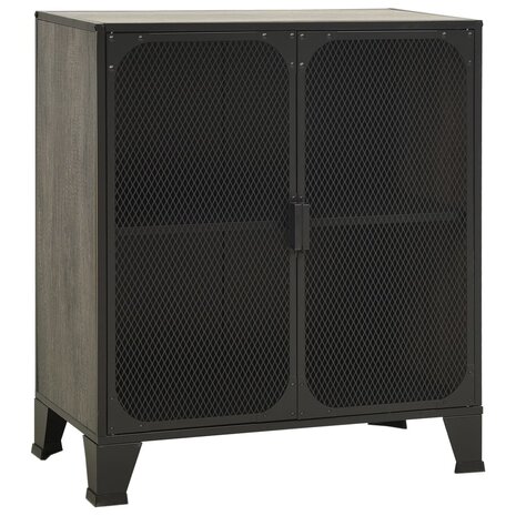 Opbergkast 72x36x82 cm metaal en MDF grijs 2
