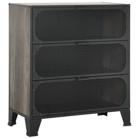 Opbergkast 72x36x82 cm metaal en MDF grijs 2