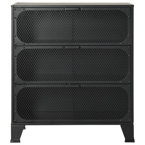 Opbergkast 72x36x82 cm metaal en MDF grijs 3