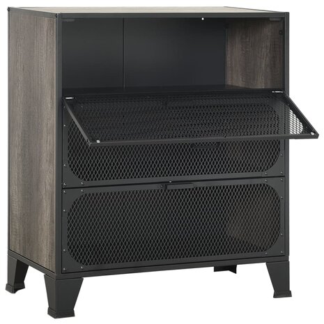 Opbergkast 72x36x82 cm metaal en MDF grijs 6