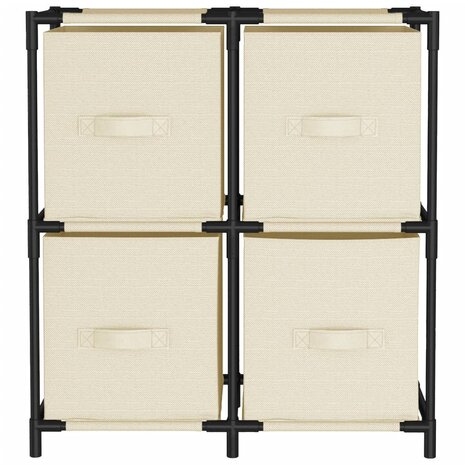 Opbergkast met 4 stoffen manden 63x30x71 cm staal crèmekleurig 3