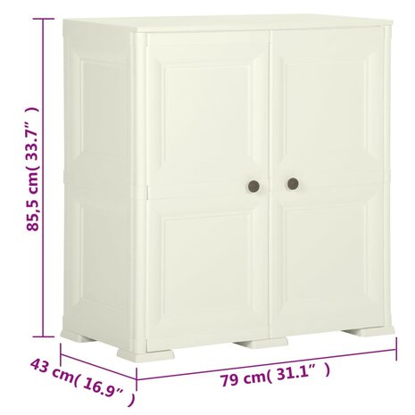Opbergkast hout-look 79x43x85,5 cm kunststof vanille-ijskleurig 8