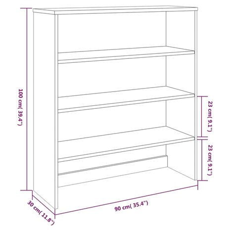 Opzetkast HAMAR 90x30x100 cm massief grenenhout honingbruin 8