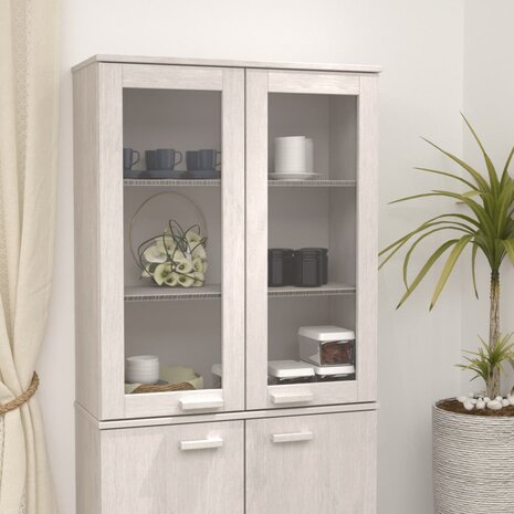 Opzetkast HAMAR 85x35x100 cm massief grenenhout wit 1