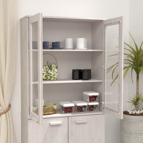 Opzetkast HAMAR 85x35x100 cm massief grenenhout wit 6