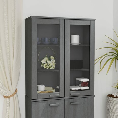 Opzetkast HAMAR 85x35x100 cm massief grenenhout donkergrijs 1