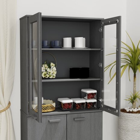 Opzetkast HAMAR 85x35x100 cm massief grenenhout donkergrijs 6