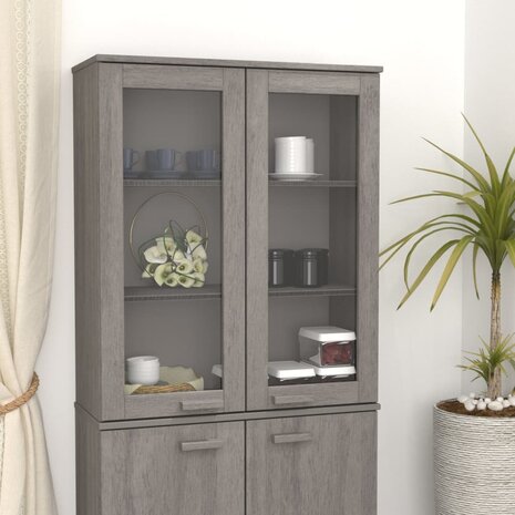 Opzetkast HAMAR 85x35x100 cm massief grenenhout lichtgrijs 1